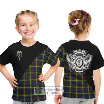 Watson Modern Tartan Kid T-Shirt with Family Crest and Military Logo Style