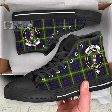 Watson Modern Tartan High Top Shoes with Family Crest