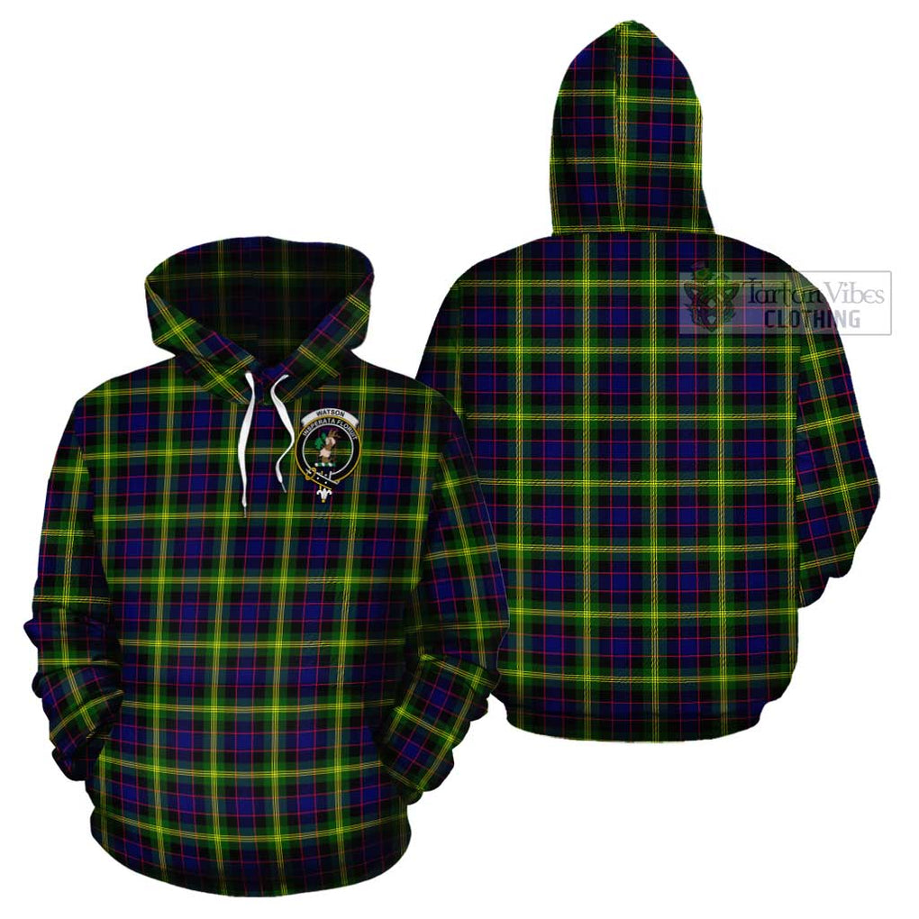 Watson Modern Tartan Cotton Hoodie with Family Crest Pullover Hoodie - Tartan Vibes Clothing