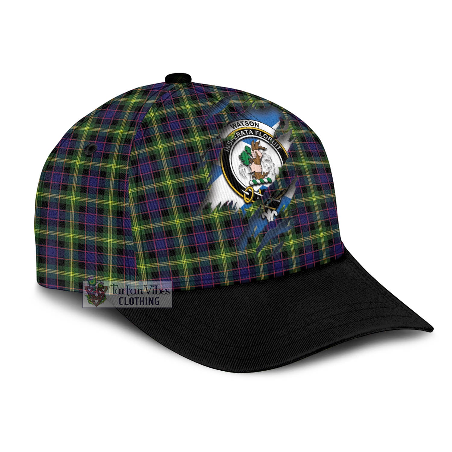 Tartan Vibes Clothing Watson Modern Tartan Classic Cap with Family Crest In Me Style