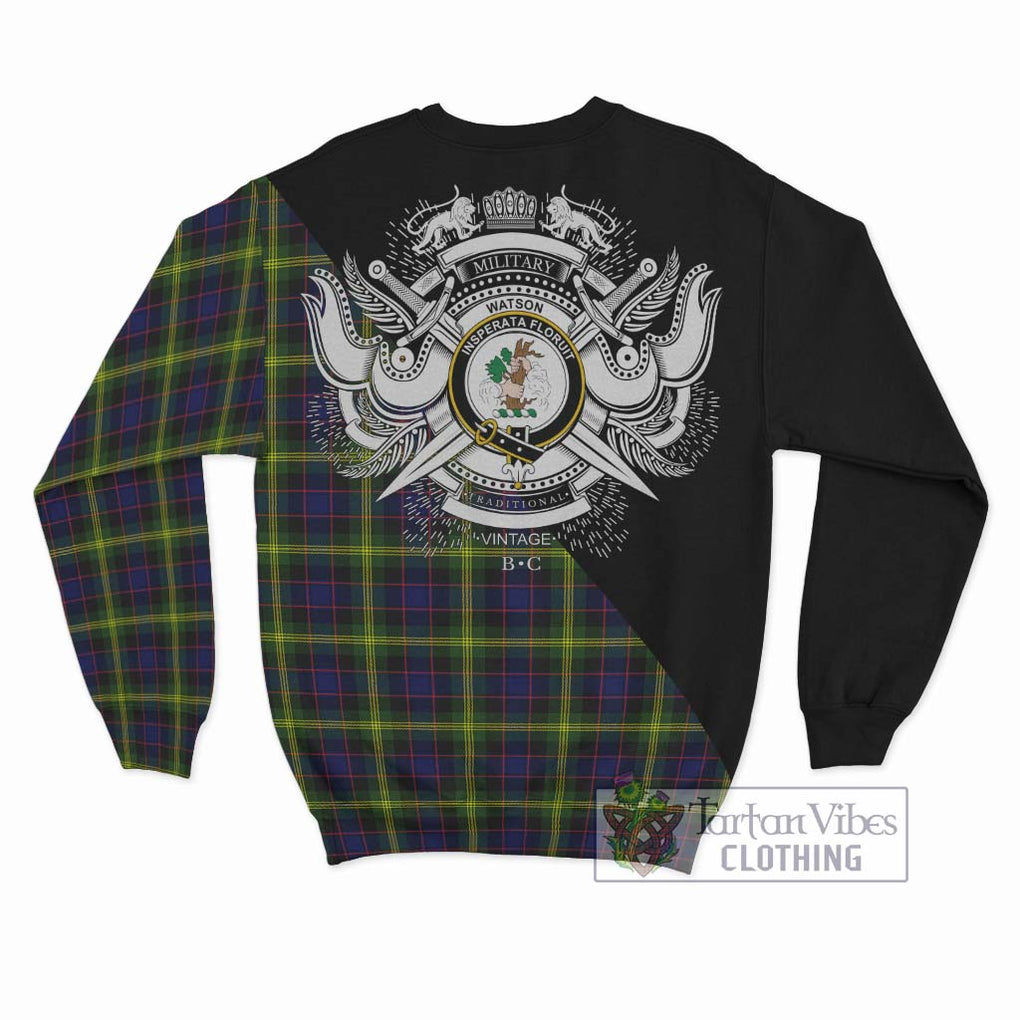 Watson Modern Tartan Sweatshirt with Family Crest and Military Logo Style - Tartanvibesclothing Shop