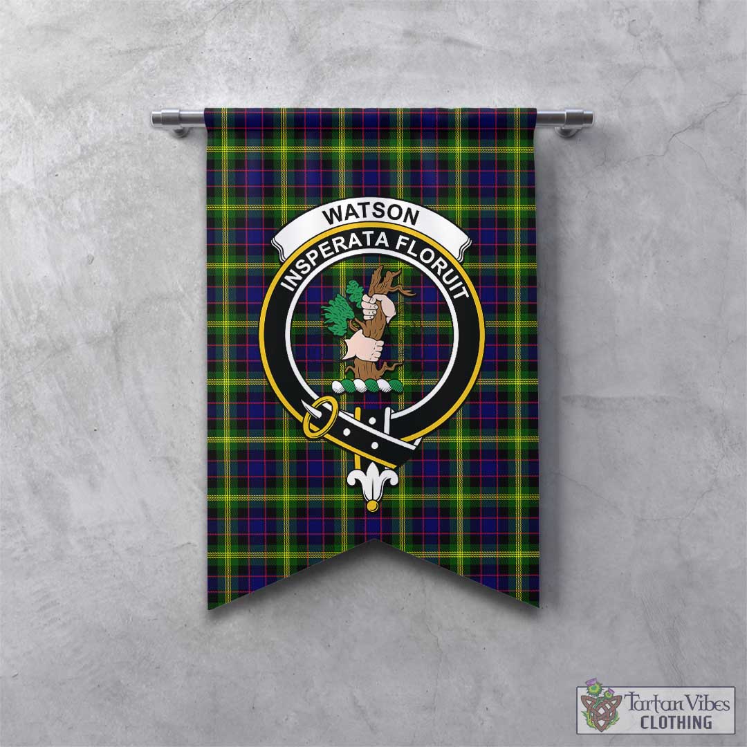 Tartan Vibes Clothing Watson Modern Tartan Gonfalon, Tartan Banner with Family Crest