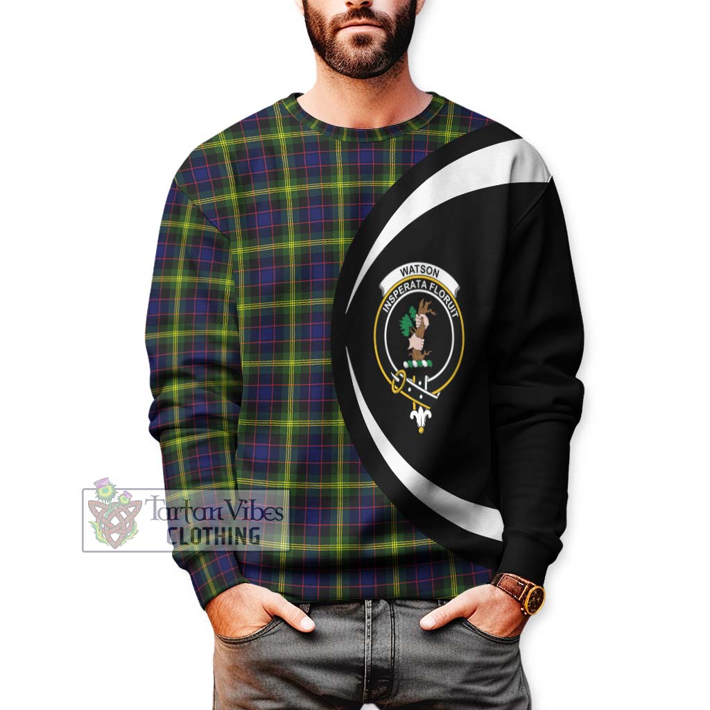 Watson Modern Tartan Sweatshirt with Family Crest Circle Style - Tartan Vibes Clothing