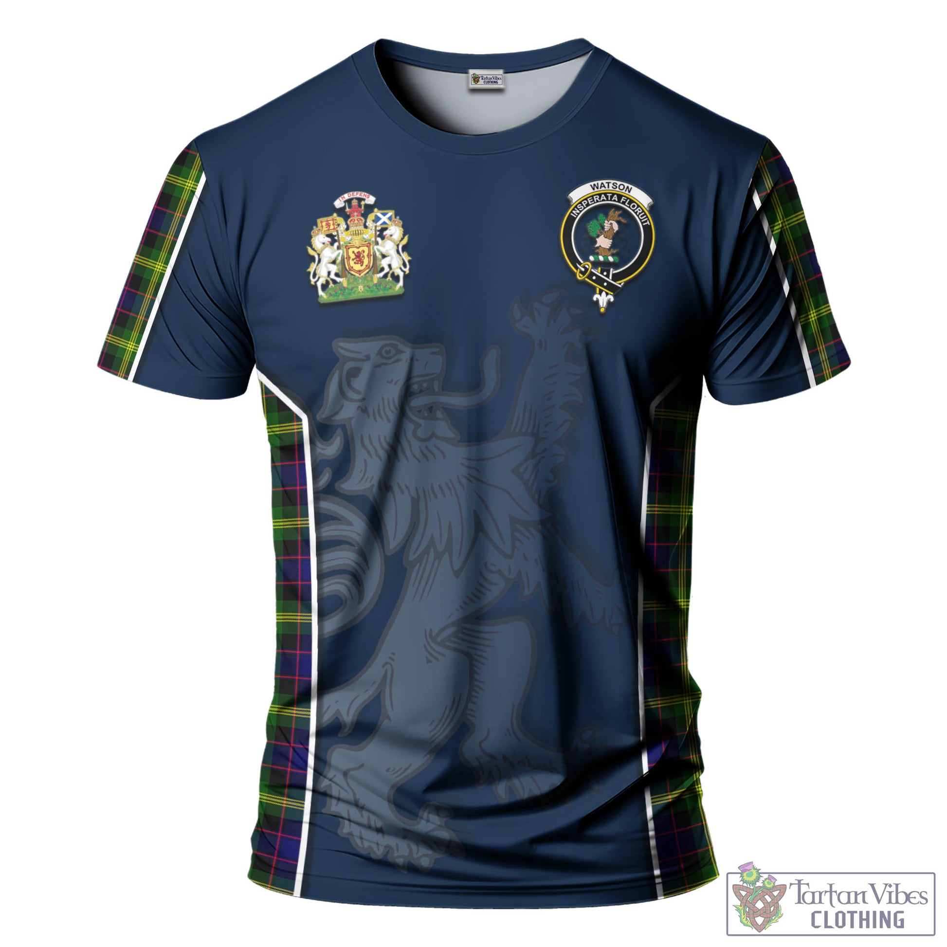 Tartan Vibes Clothing Watson Modern Tartan T-Shirt with Family Crest and Lion Rampant Vibes Sport Style