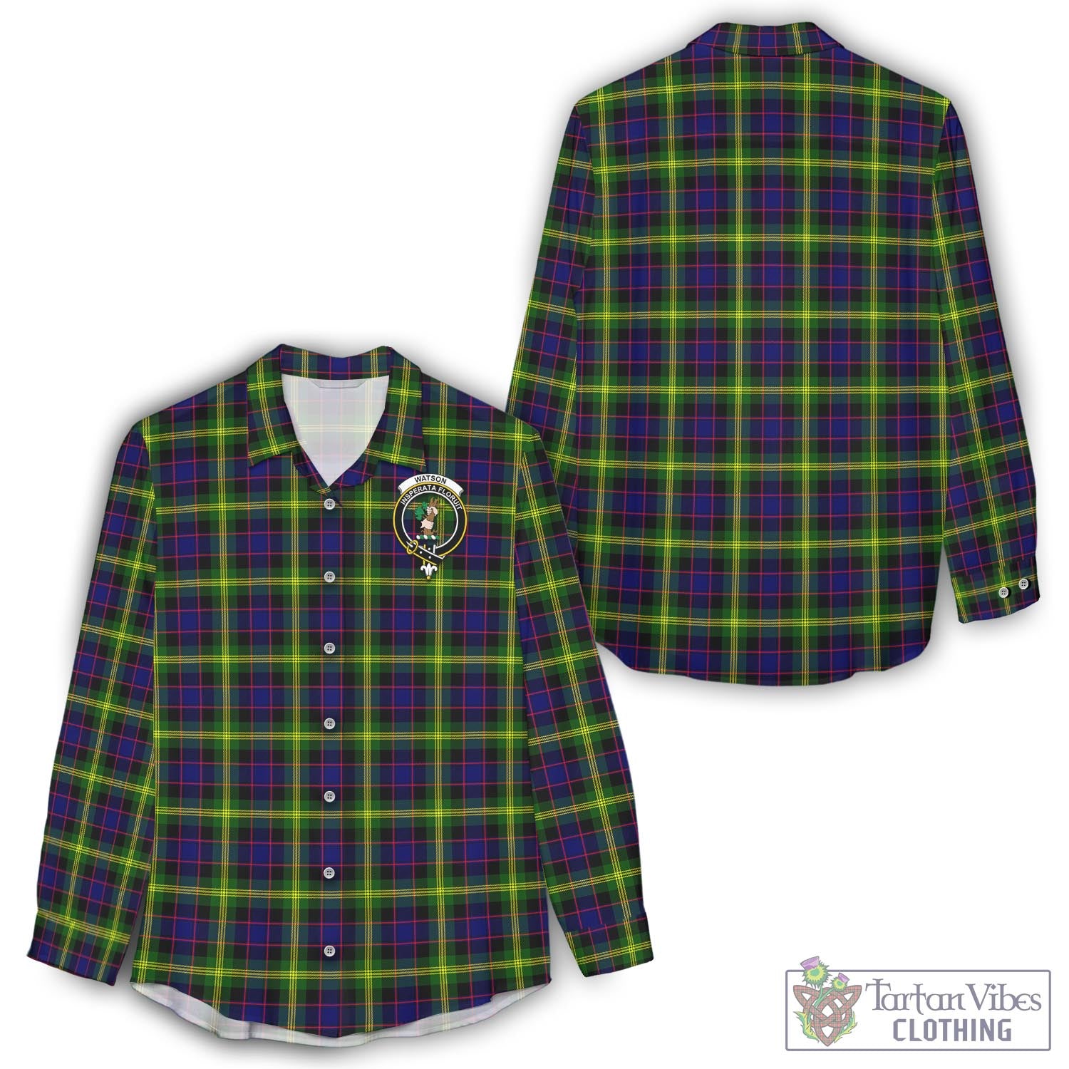 Tartan Vibes Clothing Watson Modern Tartan Womens Casual Shirt with Family Crest