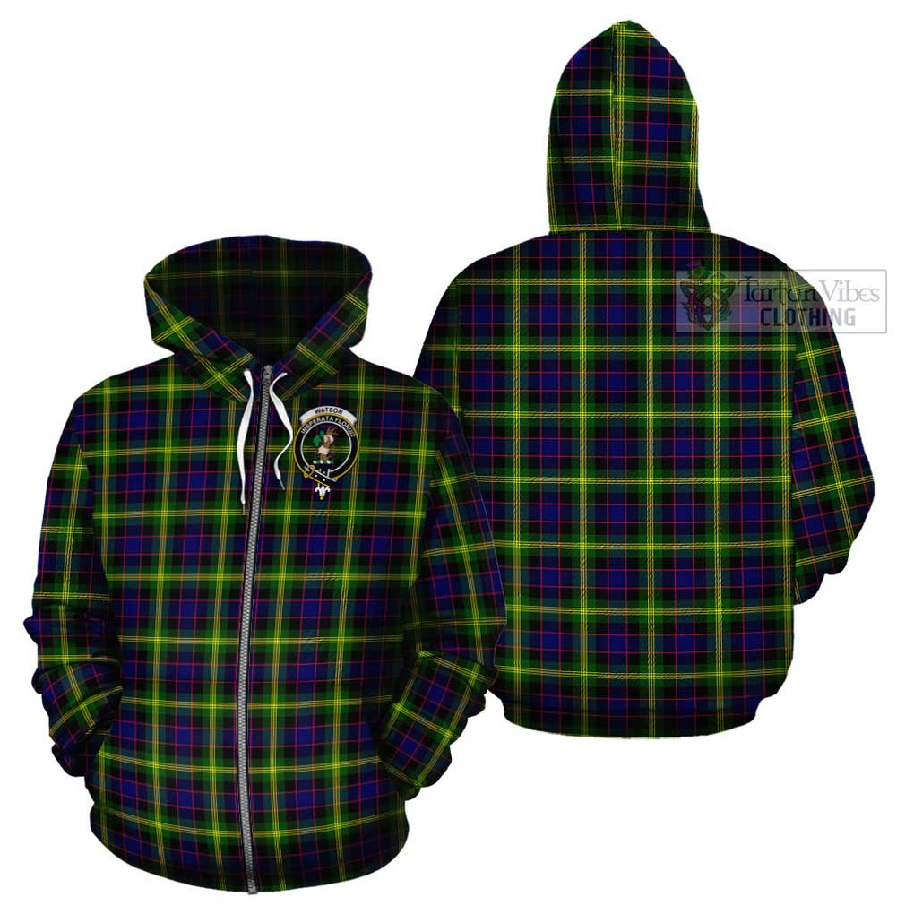 Watson Modern Tartan Cotton Hoodie with Family Crest Zip Hoodie - Tartan Vibes Clothing