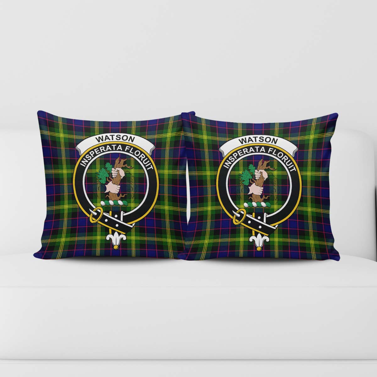 Watson Modern Tartan Pillow Cover with Family Crest - Tartanvibesclothing