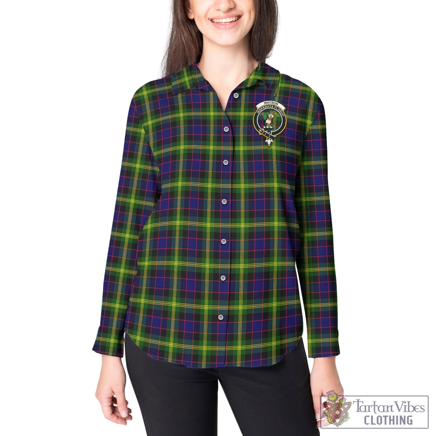 Tartan Vibes Clothing Watson Modern Tartan Womens Casual Shirt with Family Crest