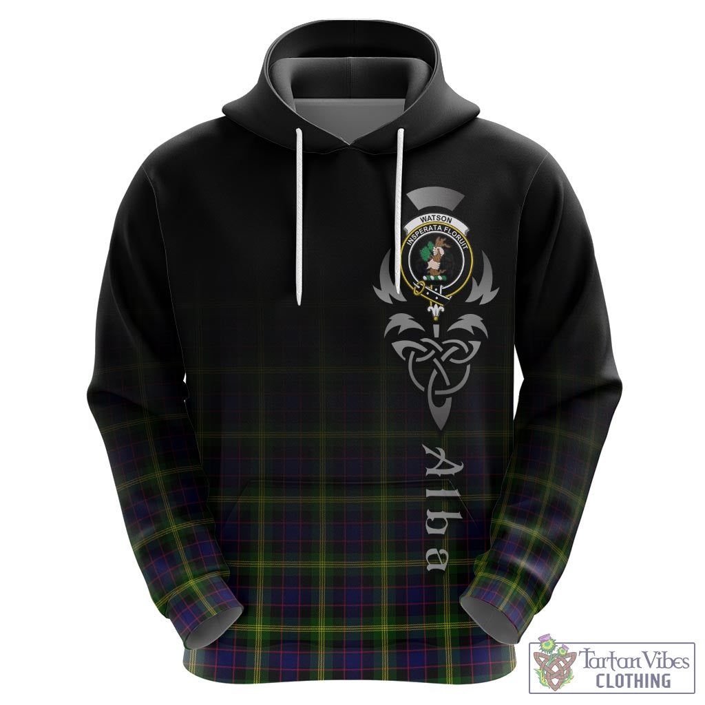 Tartan Vibes Clothing Watson Modern Tartan Hoodie Featuring Alba Gu Brath Family Crest Celtic Inspired