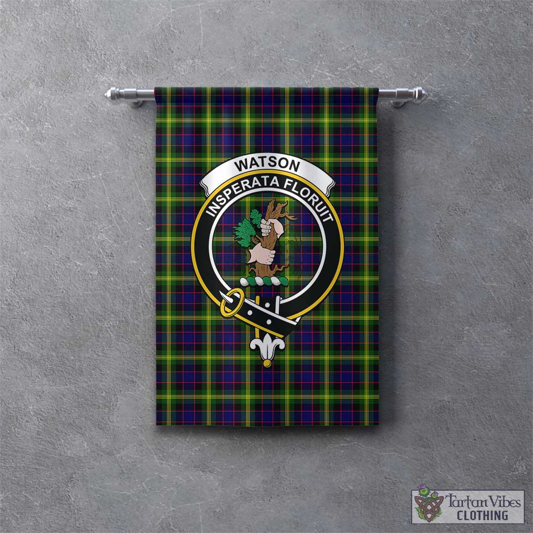 Tartan Vibes Clothing Watson Modern Tartan Gonfalon, Tartan Banner with Family Crest