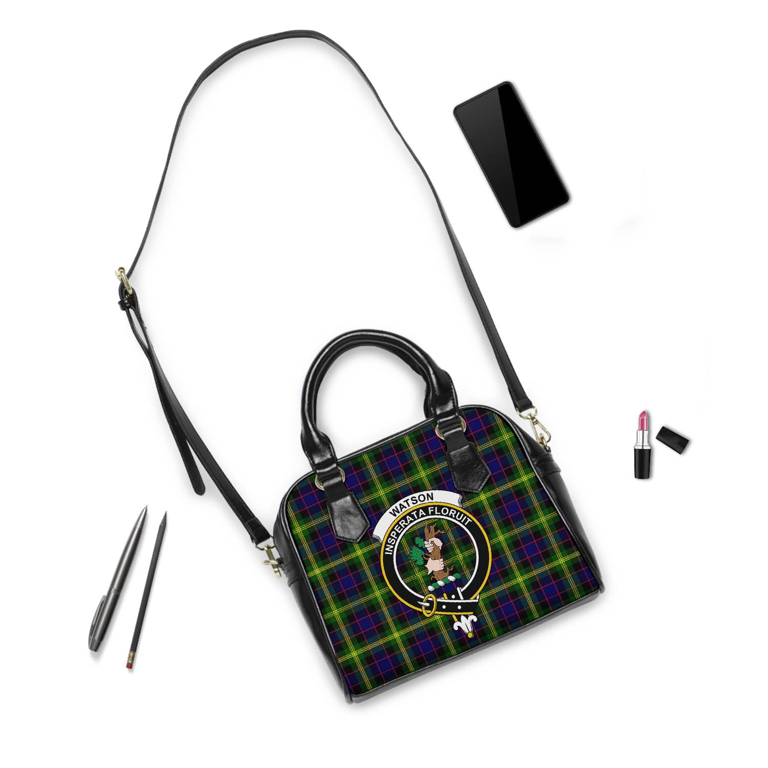 Watson Modern Tartan Shoulder Handbags with Family Crest - Tartanvibesclothing