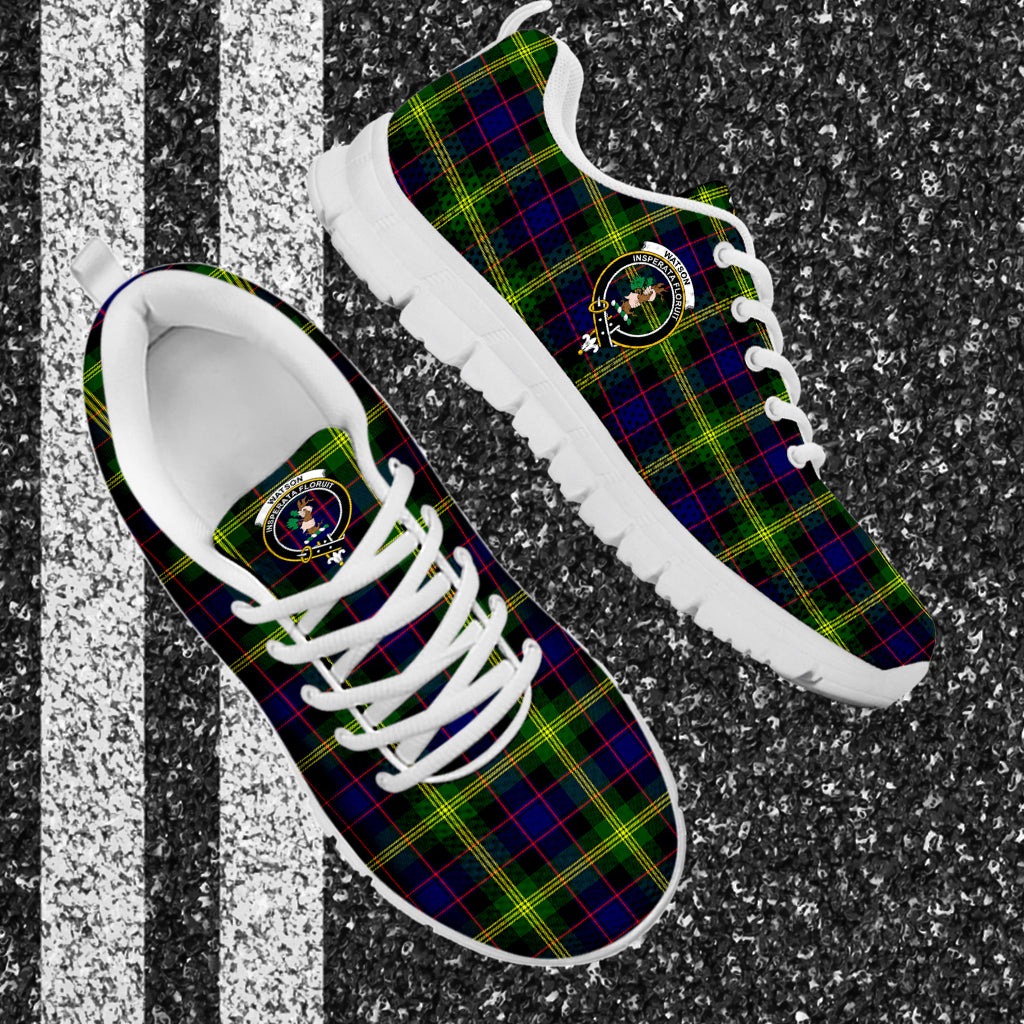 Watson Modern Tartan Sneakers with Family Crest - Tartan Vibes Clothing