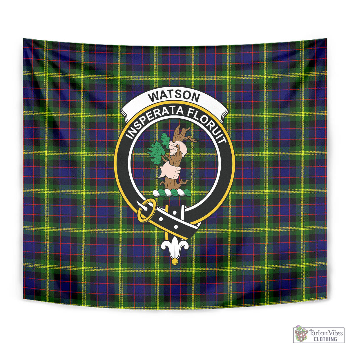 Tartan Vibes Clothing Watson Modern Tartan Tapestry Wall Hanging and Home Decor for Room with Family Crest