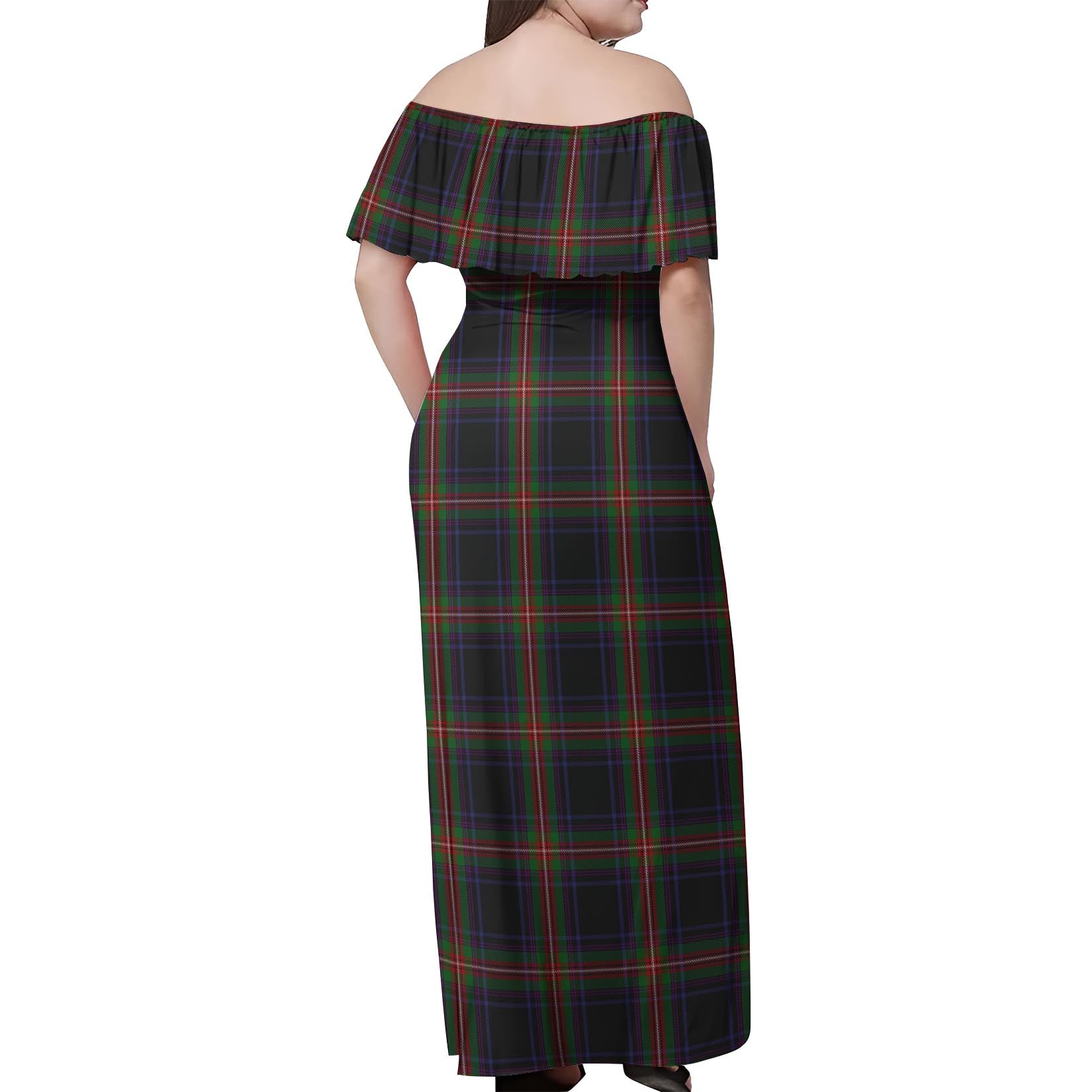 Watt Tartan Off Shoulder Long Dress - Tartanvibesclothing