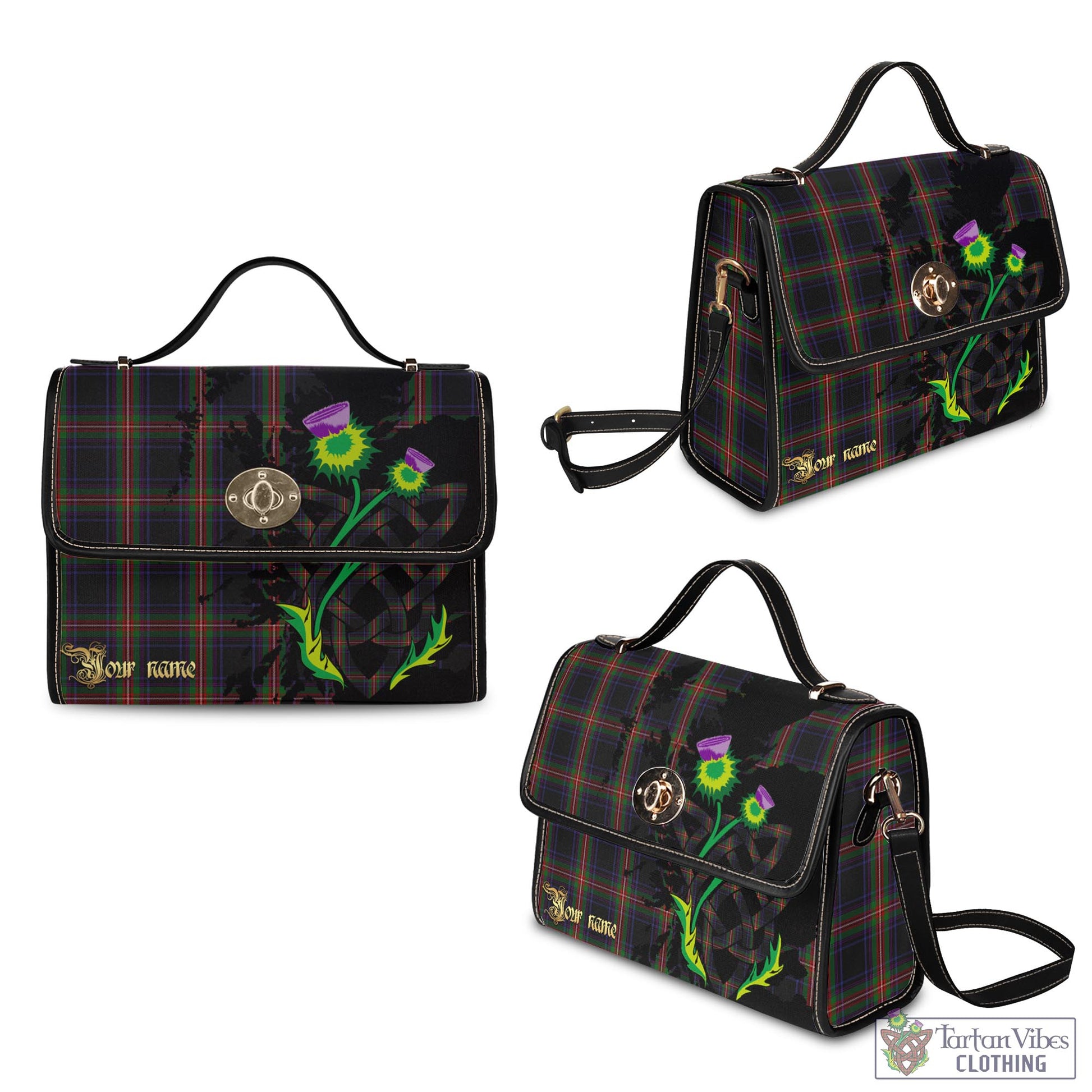 Tartan Vibes Clothing Watt Tartan Waterproof Canvas Bag with Scotland Map and Thistle Celtic Accents