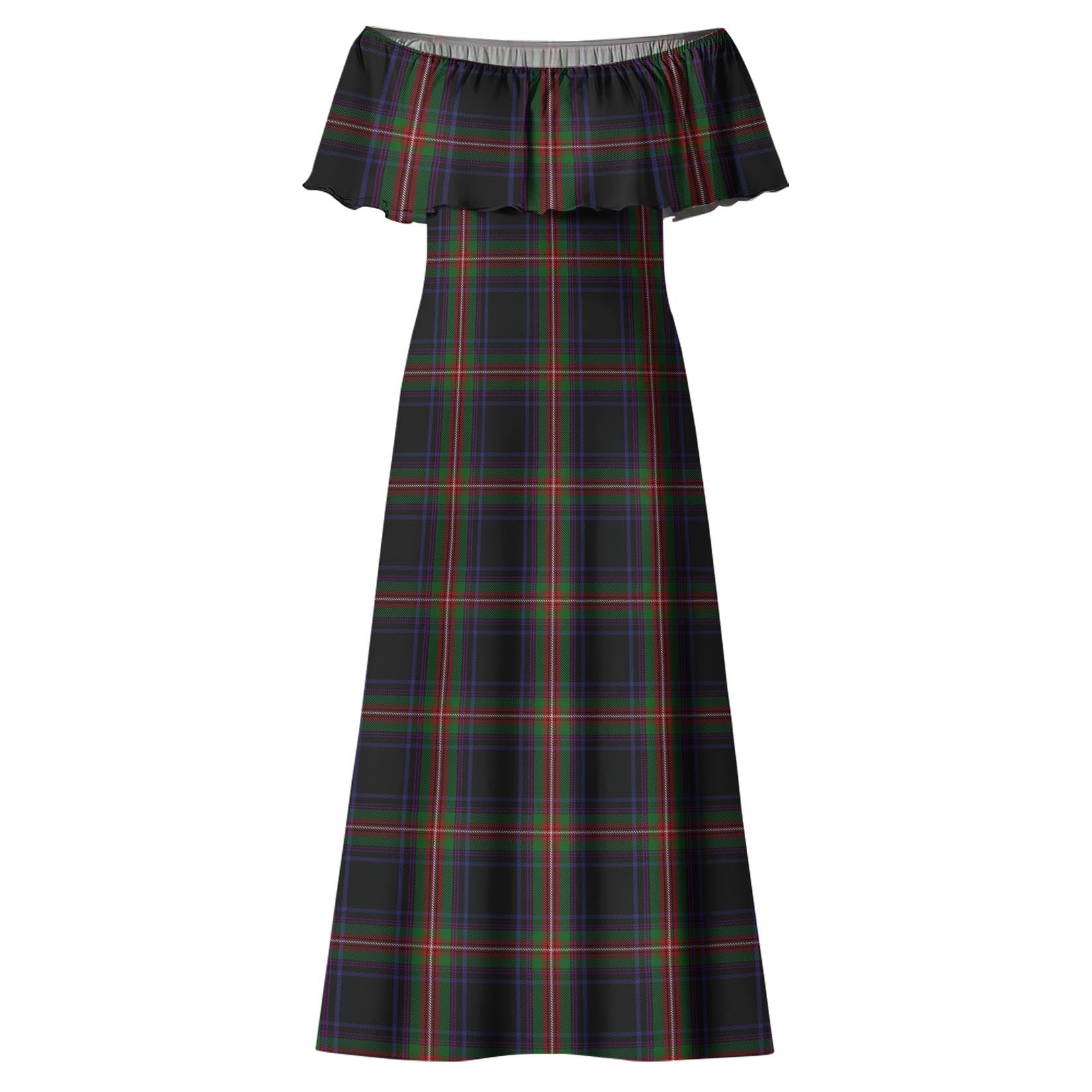 Watt Tartan Off Shoulder Long Dress - Tartanvibesclothing