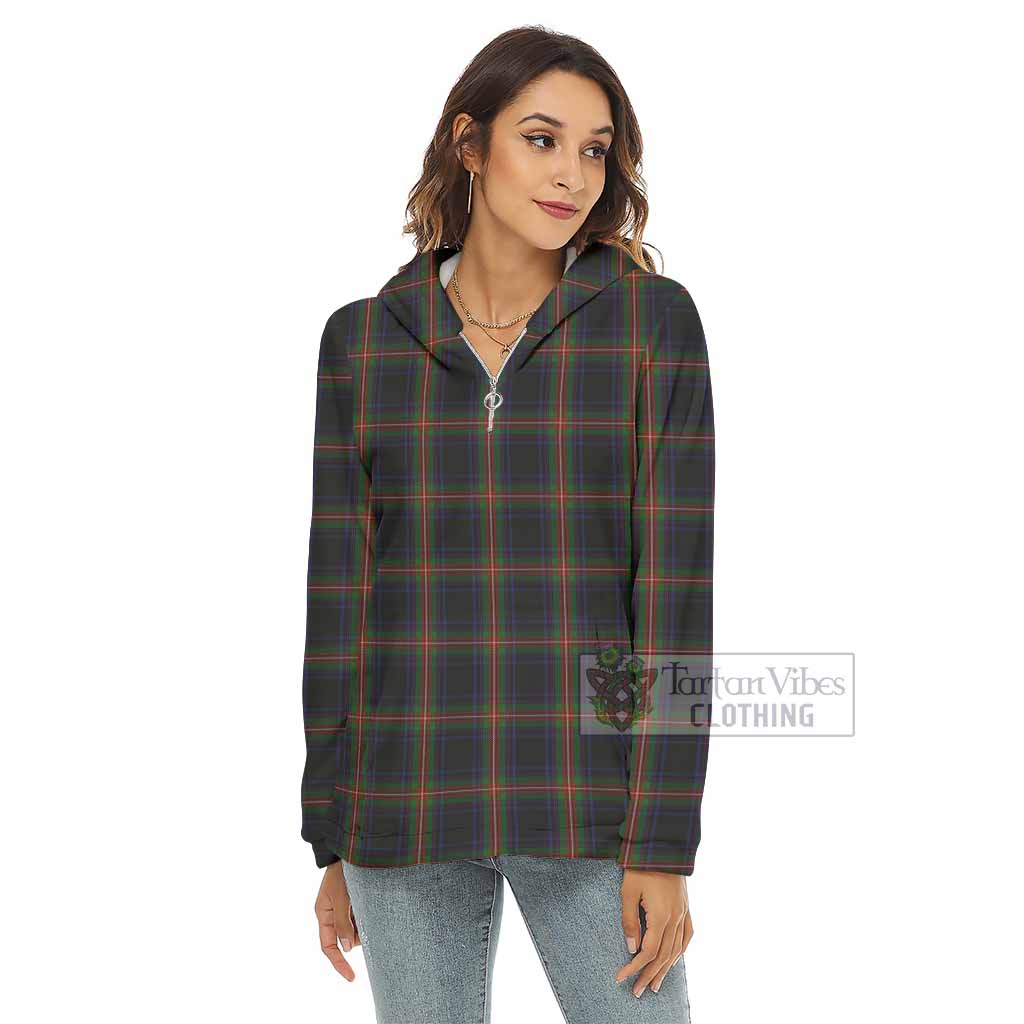 Tartan Vibes Clothing Watt Tartan Women's Borg  Half Zip Fleece Hoodie