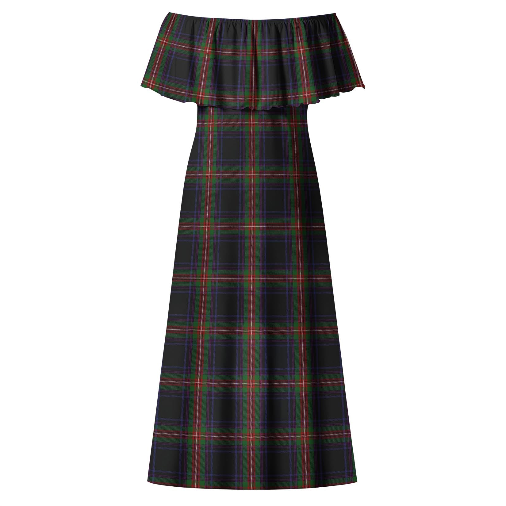 Watt Tartan Off Shoulder Long Dress - Tartanvibesclothing