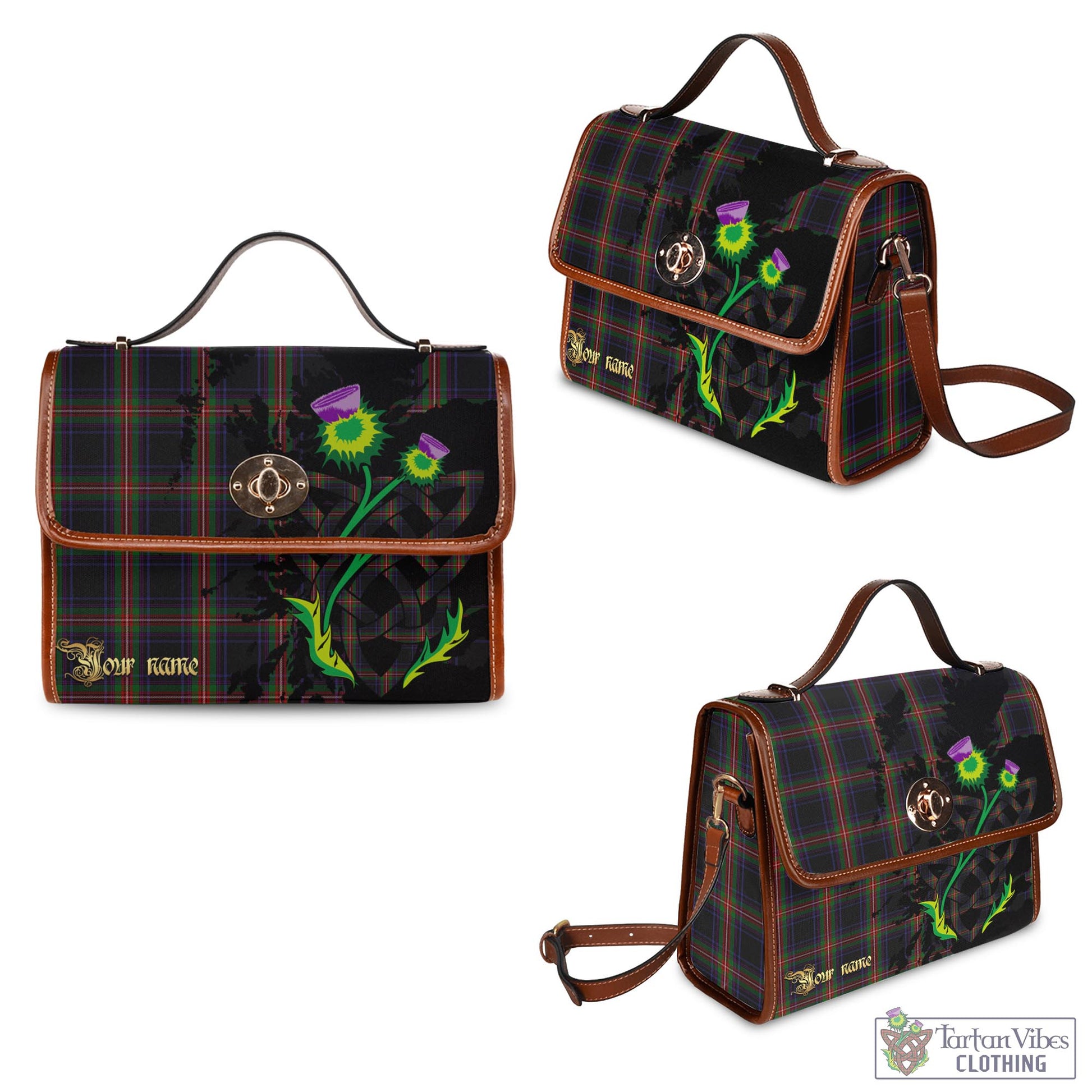 Tartan Vibes Clothing Watt Tartan Waterproof Canvas Bag with Scotland Map and Thistle Celtic Accents