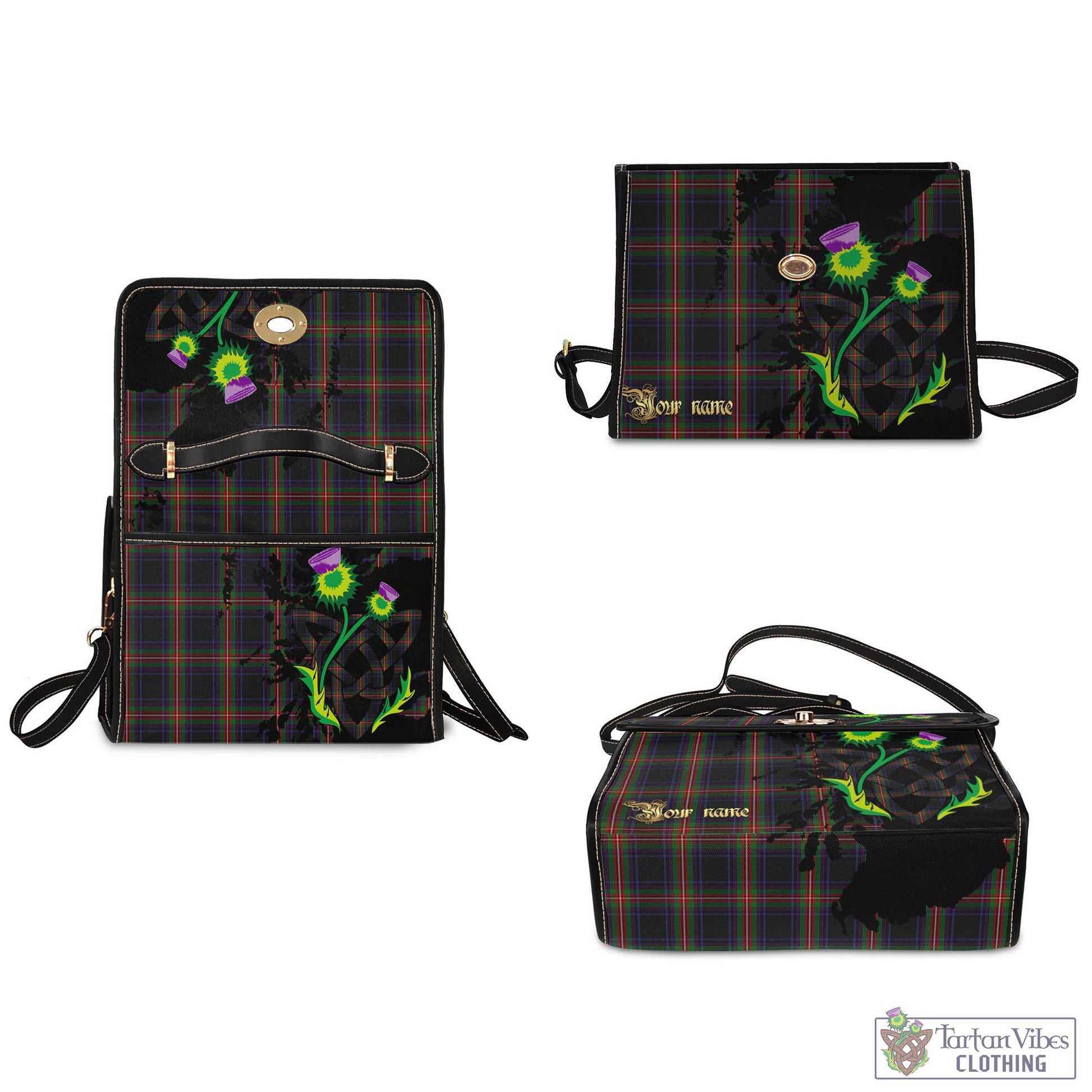 Tartan Vibes Clothing Watt Tartan Waterproof Canvas Bag with Scotland Map and Thistle Celtic Accents