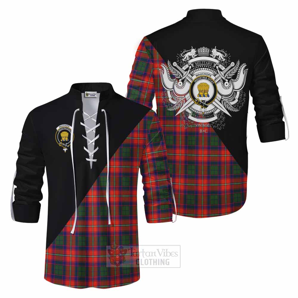 Tartan Vibes Clothing Wauchope Tartan Ghillie Kilt Shirt with Family Crest and Military Logo Style