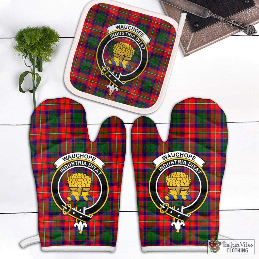 Wauchope Tartan Combo Oven Mitt & Pot-Holder with Family Crest Combo 1 Oven Mitt & 1 Pot-Holder White - Tartan Vibes Clothing