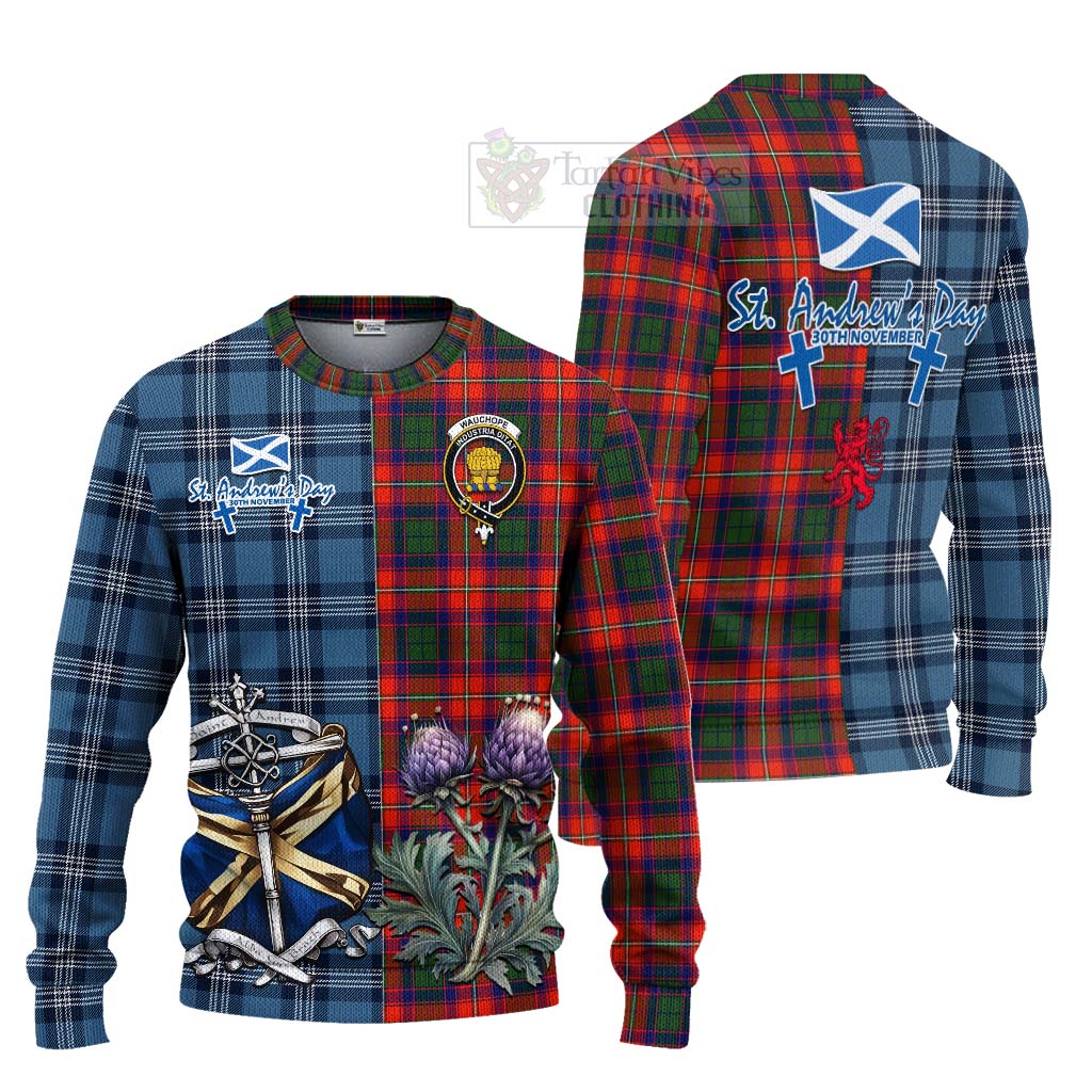 Tartan Vibes Clothing Wauchope Tartan Knitted Sweater Happy St. Andrew's Day Half Tartan Style