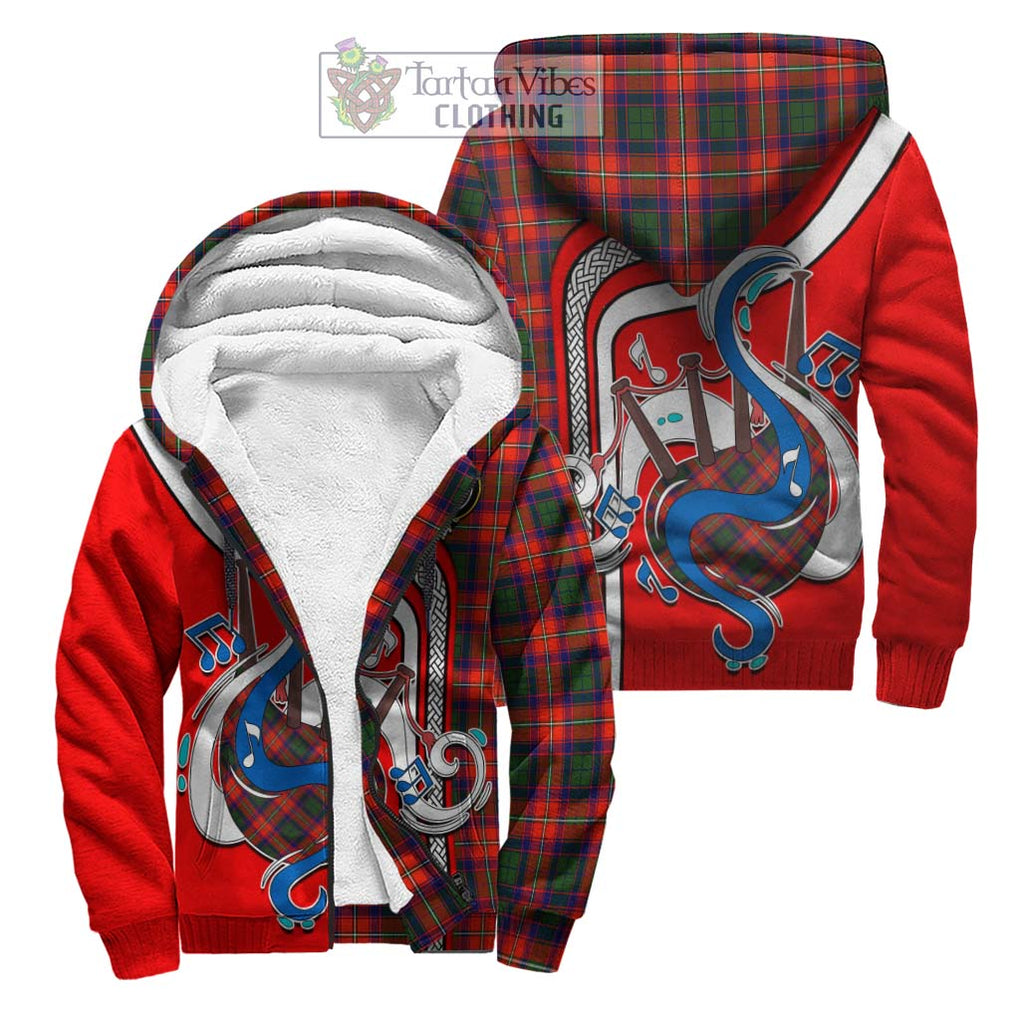 Wauchope Tartan Sherpa Hoodie with Epic Bagpipe Style Unisex S - Tartanvibesclothing Shop