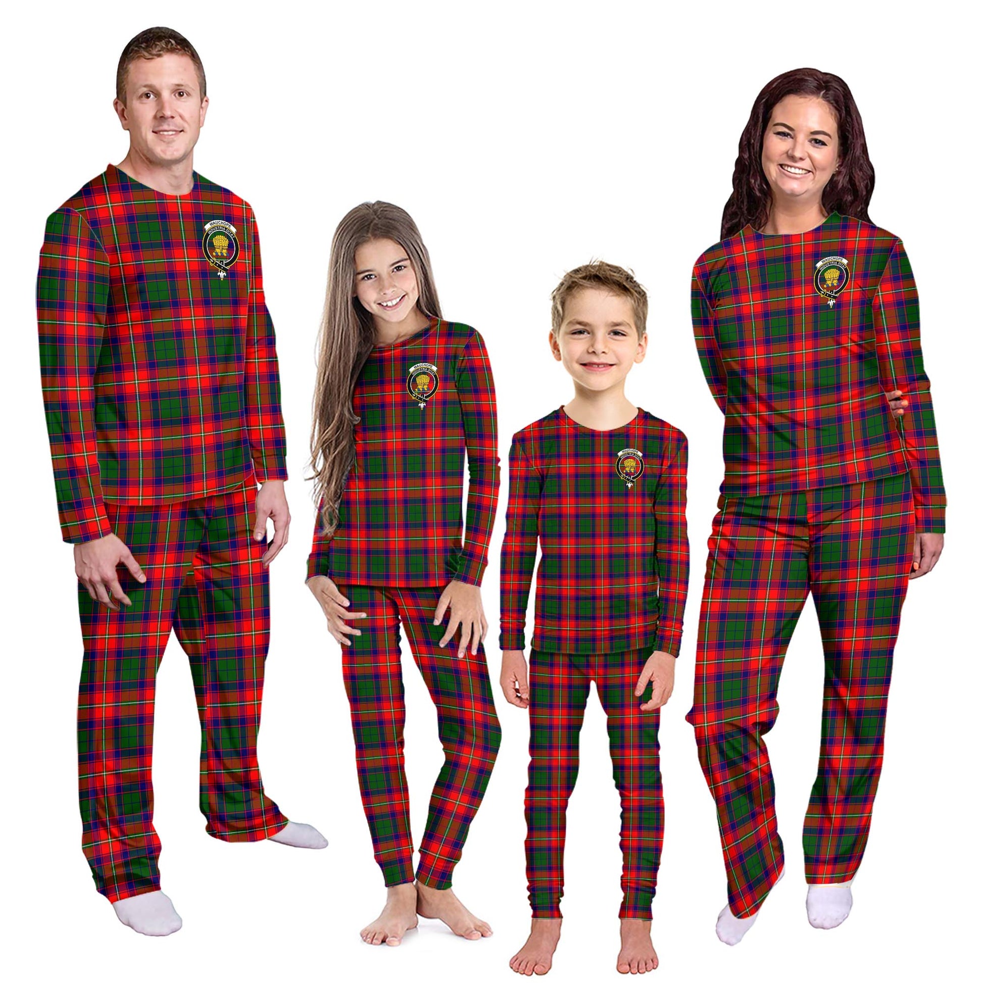 Wauchope Tartan Pajamas Family Set with Family Crest - Tartanvibesclothing