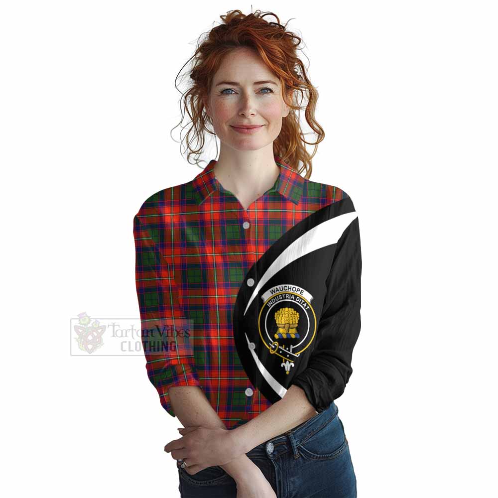 Tartan Vibes Clothing Wauchope Tartan Women's Casual Shirt with Family Crest Circle Style