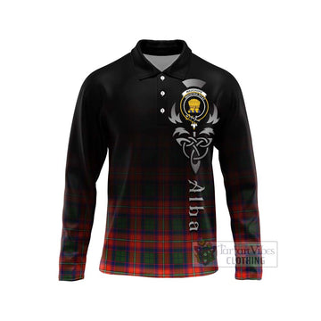 Wauchope Tartan Long Sleeve Polo Shirt Featuring Alba Gu Brath Family Crest Celtic Inspired