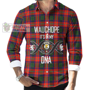 Wauchope Tartan Long Sleeve Button Shirt with Family Crest DNA In Me Style