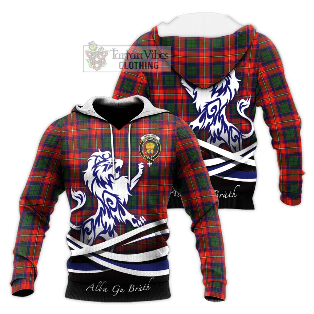 Wauchope Tartan Knitted Hoodie with Alba Gu Brath Regal Lion Emblem Unisex Knitted Pullover Hoodie - Tartanvibesclothing Shop