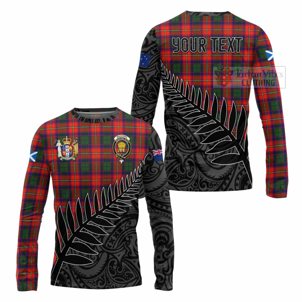 Tartan Vibes Clothing Wauchope Crest Tartan Long Sleeve T-Shirt with New Zealand Silver Fern Half Style