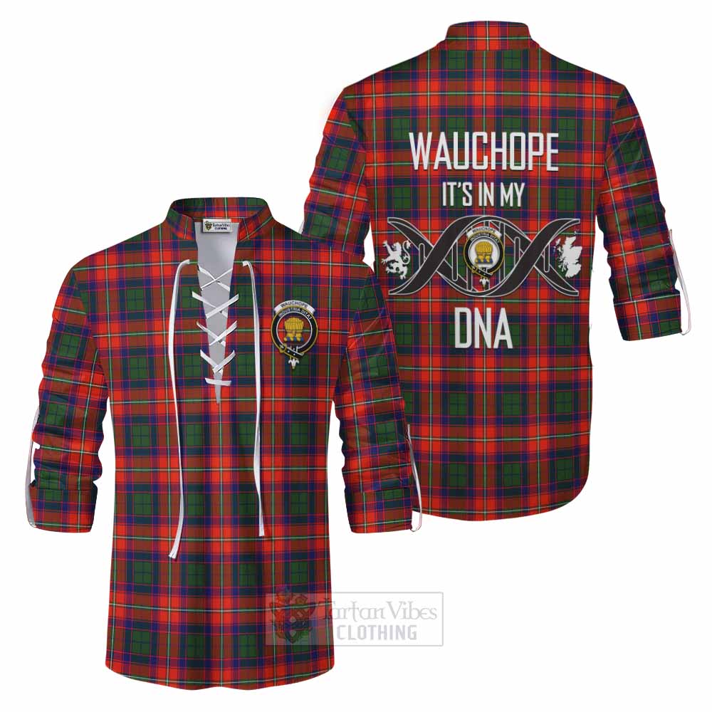 Tartan Vibes Clothing Wauchope Tartan Ghillie Kilt Shirt with Family Crest DNA In Me Style