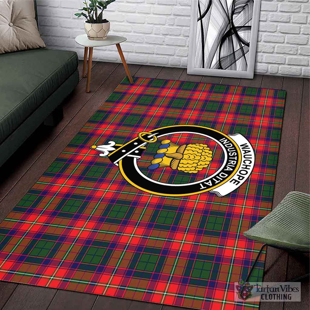 Tartan Vibes Clothing Wauchope Tartan Area Rug with Family Crest