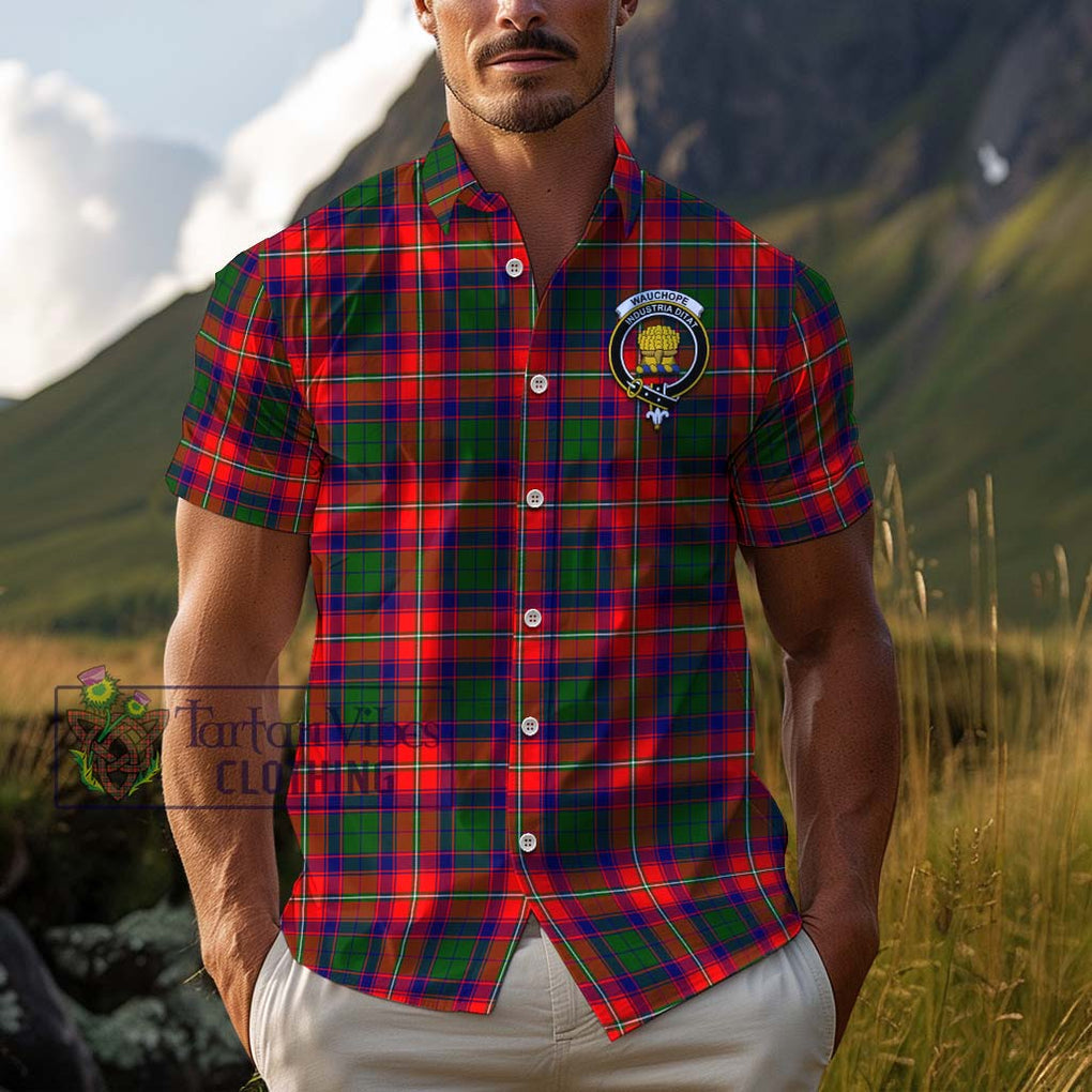 Wauchope Tartan Cotton Hawaiian Shirt with Family Crest Adult - Tartan Vibes Clothing