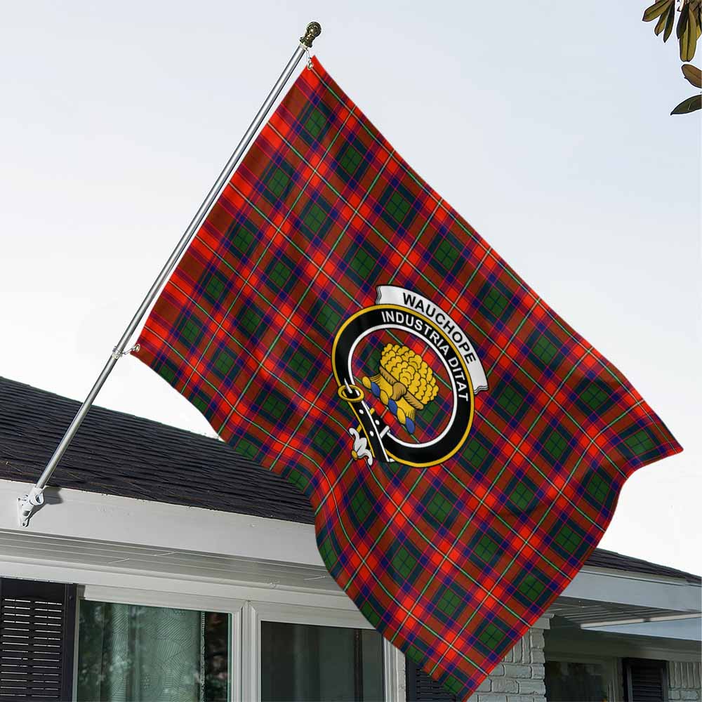 Tartan Vibes Clothing Wauchope Tartan House Flag with Family Crest