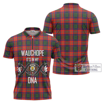 Wauchope Tartan Zipper Polo Shirt with Family Crest DNA In Me Style