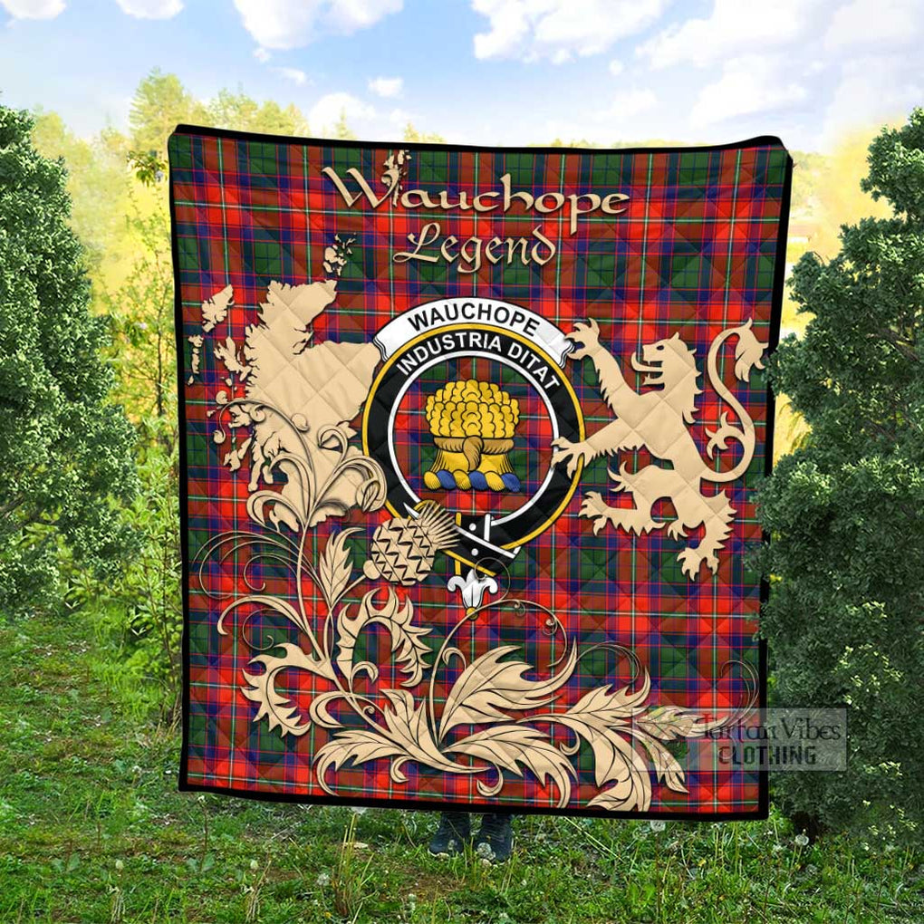 Tartan Vibes Clothing Wauchope Tartan Quilt with Family Crest and Scottish Symbol Style