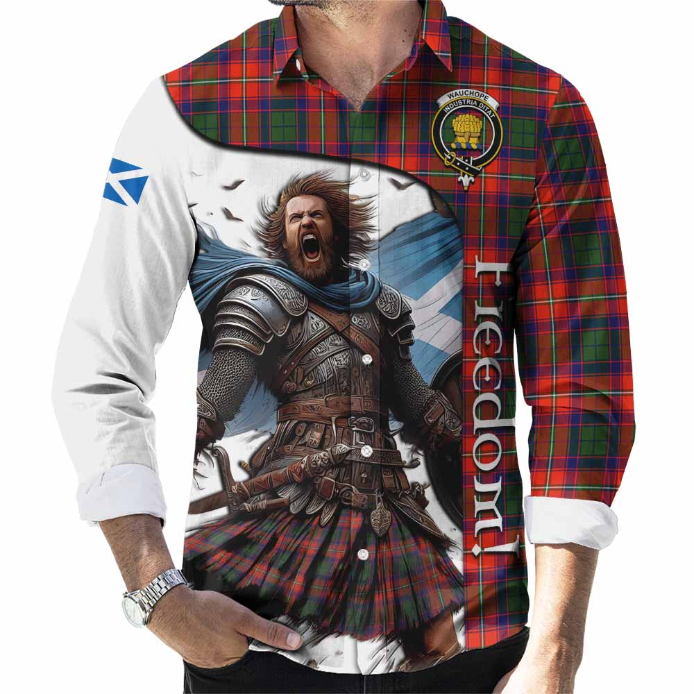 Tartan Vibes Clothing Wauchope Crest Tartan Long Sleeve Button Shirt Inspired by the Freedom of Scottish Warrior