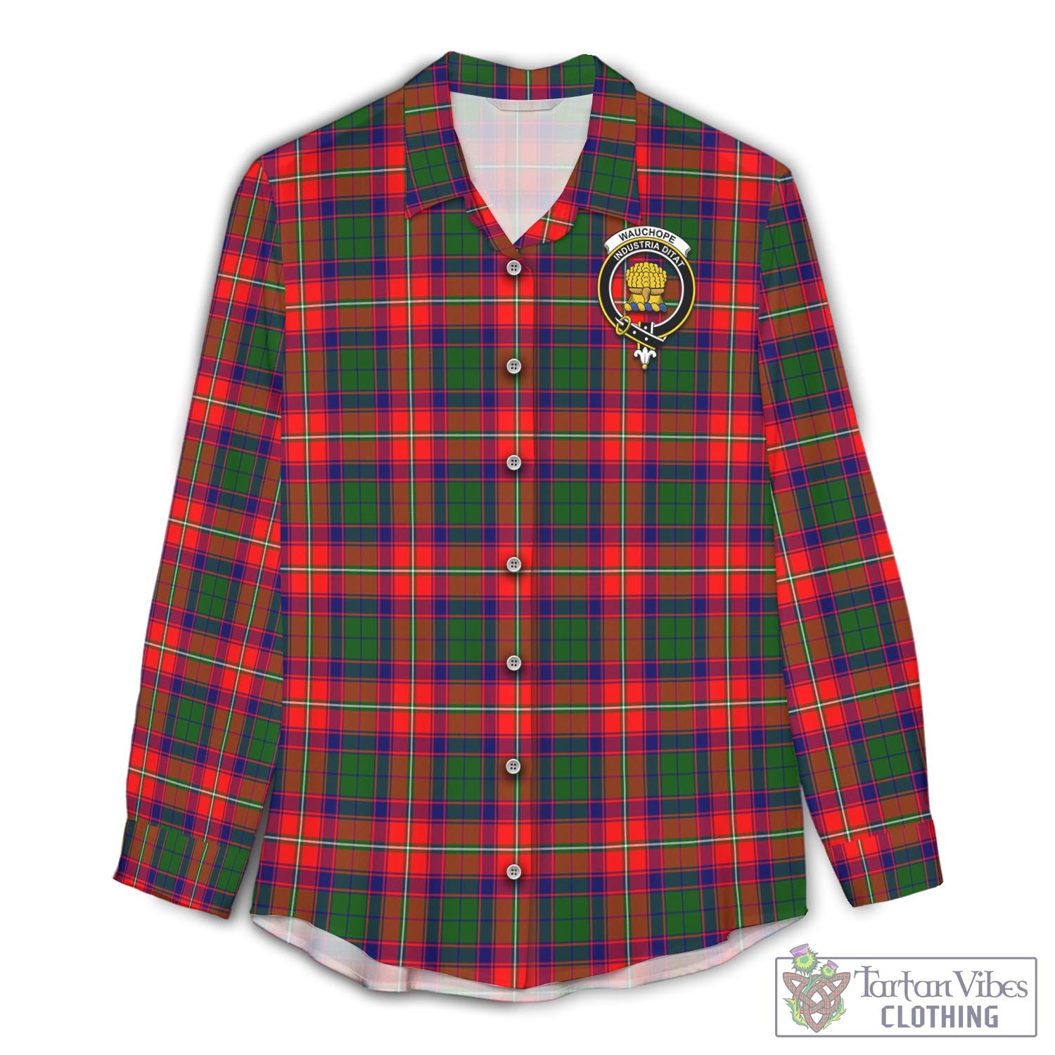 Tartan Vibes Clothing Wauchope Tartan Womens Casual Shirt with Family Crest