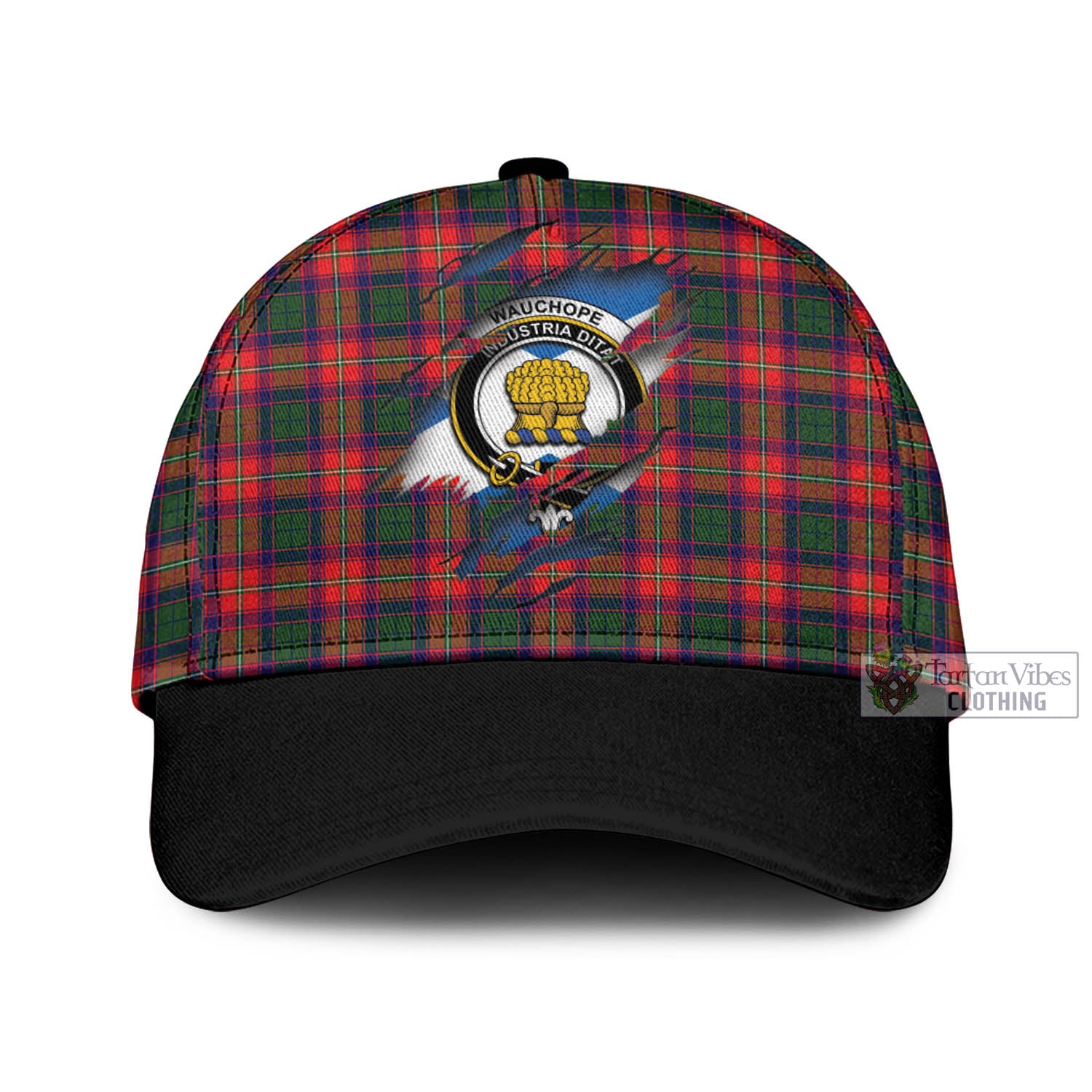 Tartan Vibes Clothing Wauchope Tartan Classic Cap with Family Crest In Me Style