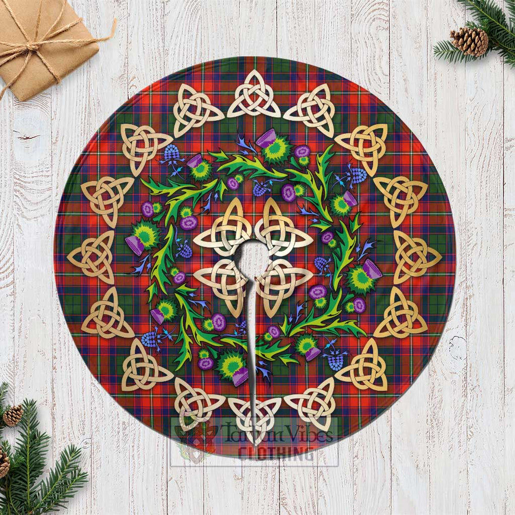 Tartan Vibes Clothing Wauchope Tartan Christmas Tree Skirt with Thistle Celtic Knot Style