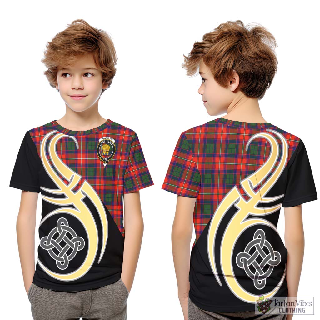 Wauchope Tartan Kid T-Shirt with Family Crest and Celtic Symbol Style Youth XL Size14 - Tartan Vibes Clothing