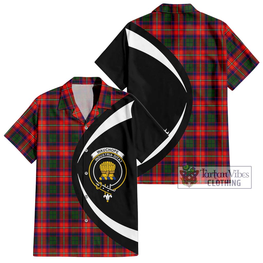 Tartan Vibes Clothing Wauchope Tartan Short Sleeve Button Up with Family Crest Circle Style