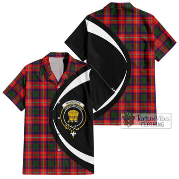 Wauchope Tartan Short Sleeve Button Up with Family Crest Circle Style