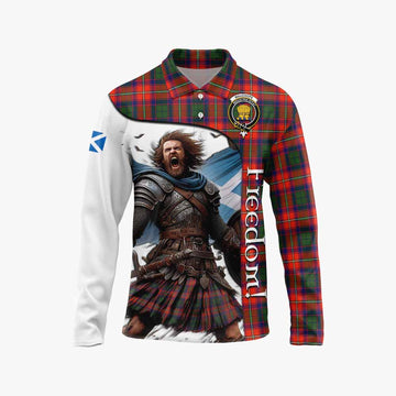 Wauchope Crest Tartan Long Sleeve Polo Shirt Inspired by the Freedom of Scottish Warrior