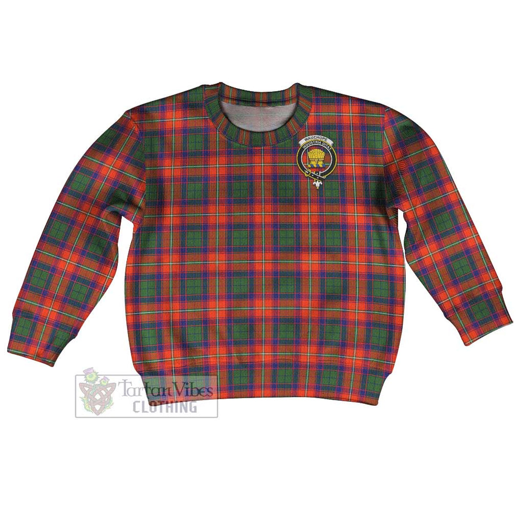 Tartan Vibes Clothing Wauchope Tartan Kid Ugly Sweater with Family Crest