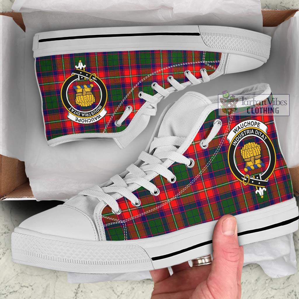 Tartan Vibes Clothing Wauchope Tartan High Top Shoes with Family Crest